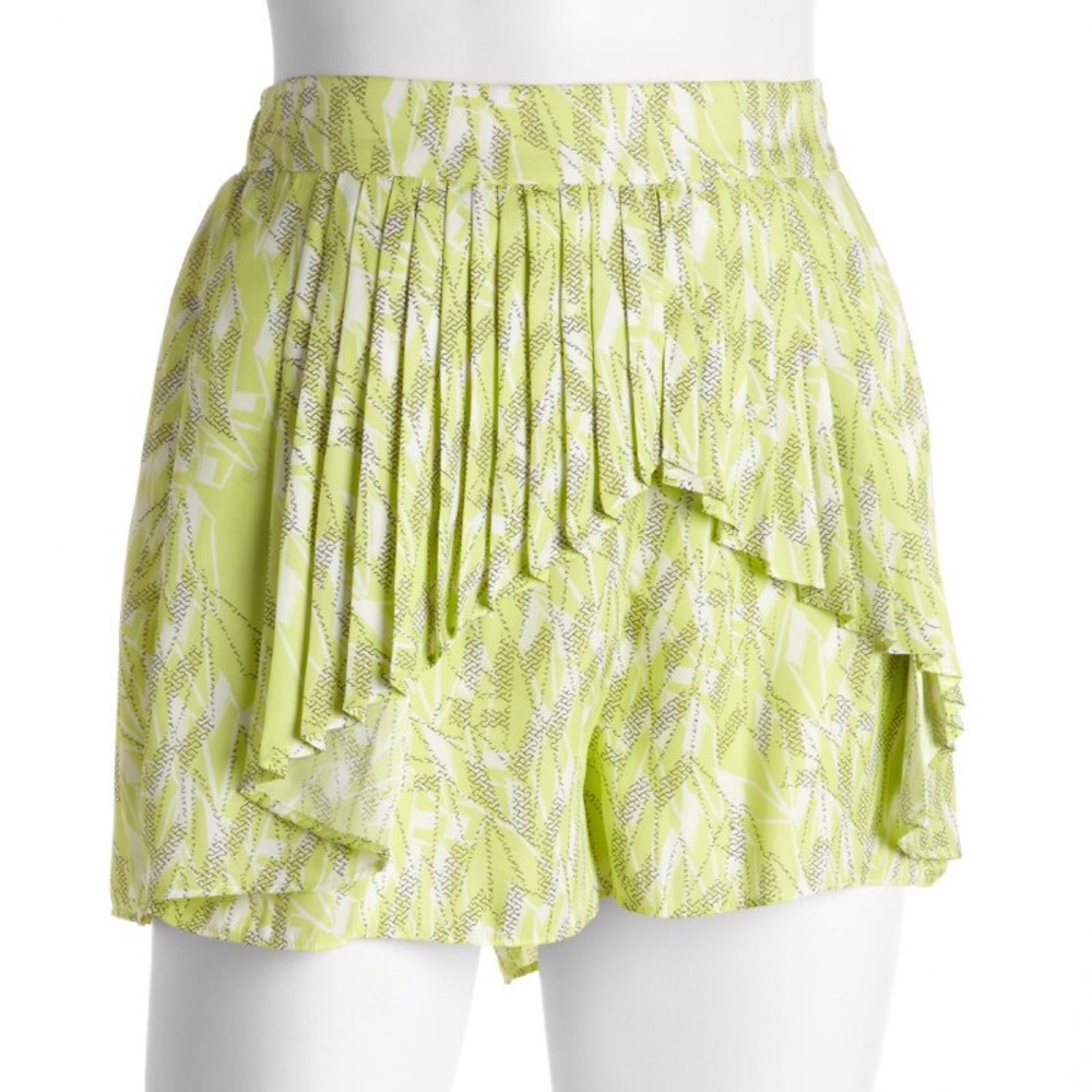 Bcbgeneration Lime Printed Pleated Layer Shorts - image 1